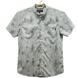Molokai Surf Co Shirt Men Size Large Octopus Ocean Print Novelty Beach Surf Slim